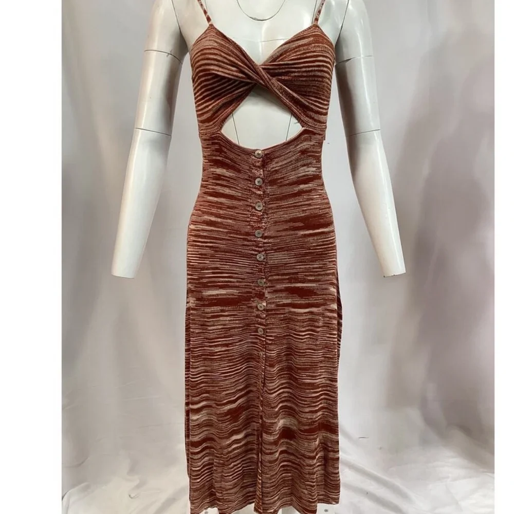 For Love & Lemons 'Isabela' Brown Midi Dress Size M - Picture 2 of 4
